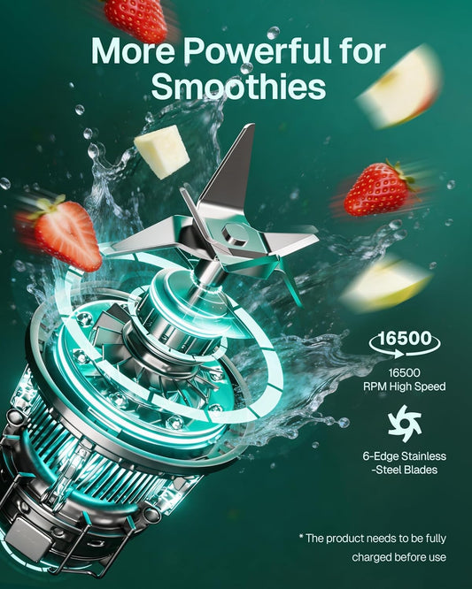 Portable Blender Smoothies and Shakes, Personal Juicer 14 OZ BPA Free Portable Cups, USB-C Rechargeable, Dishwasher Safe Parts - Mini Small Blenders Cup Fits Home, Office, Gym, Travel