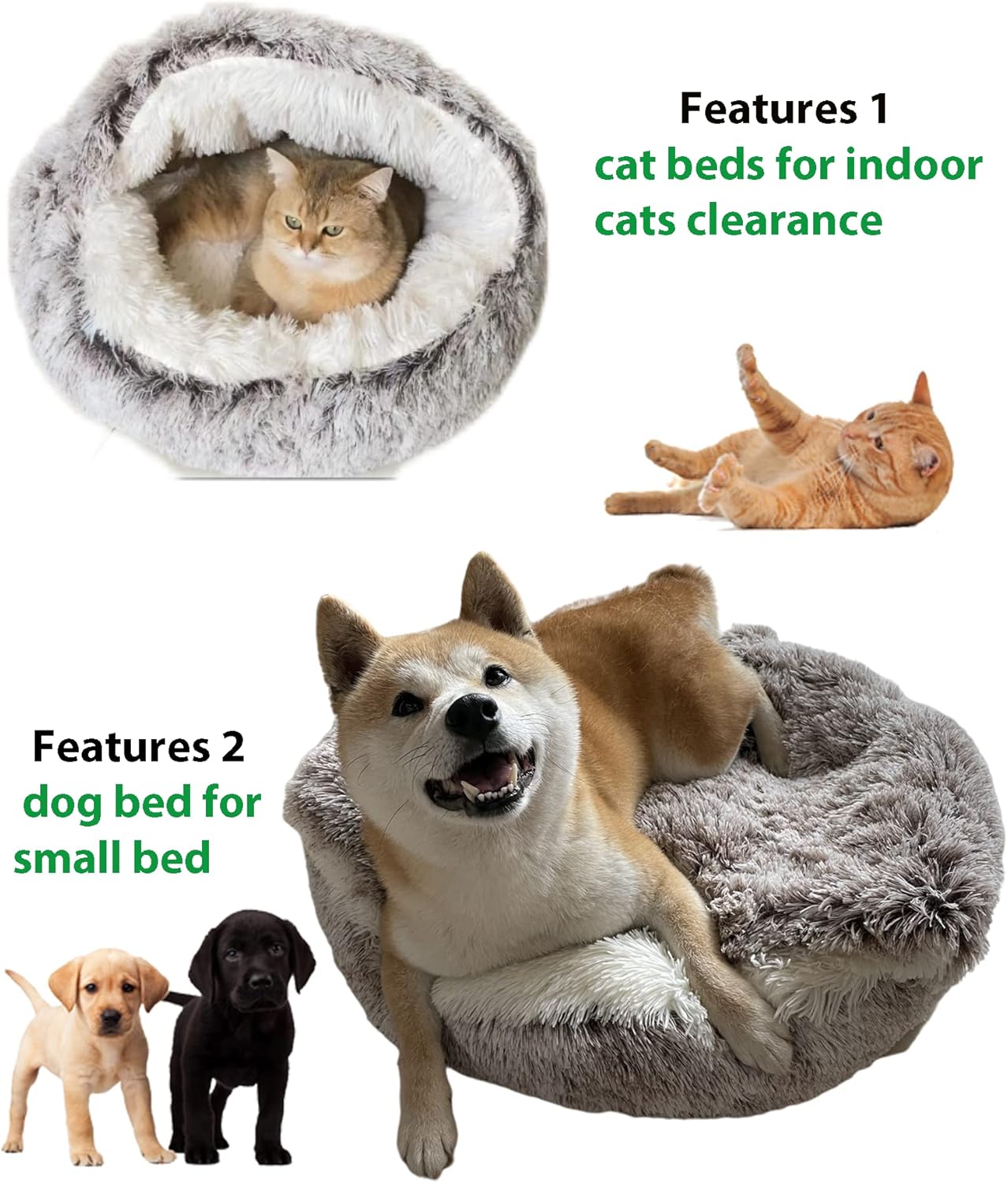 Calming Pet Bed – Anti-Slip Plush Cat Nest for Cats & Dogs