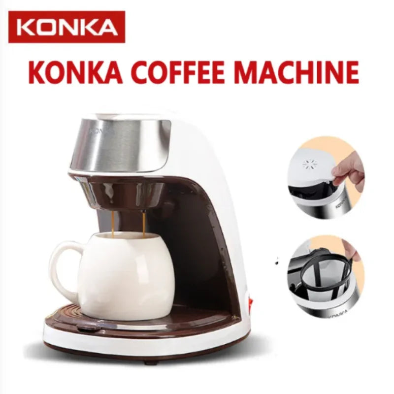 KONKA Drip Coffee Maker - 10-Cup, Auto Shut-Off, Reusable Filter, Compact, Ideal for Home & Office, Brews Fresh Coffee KCF-CS2