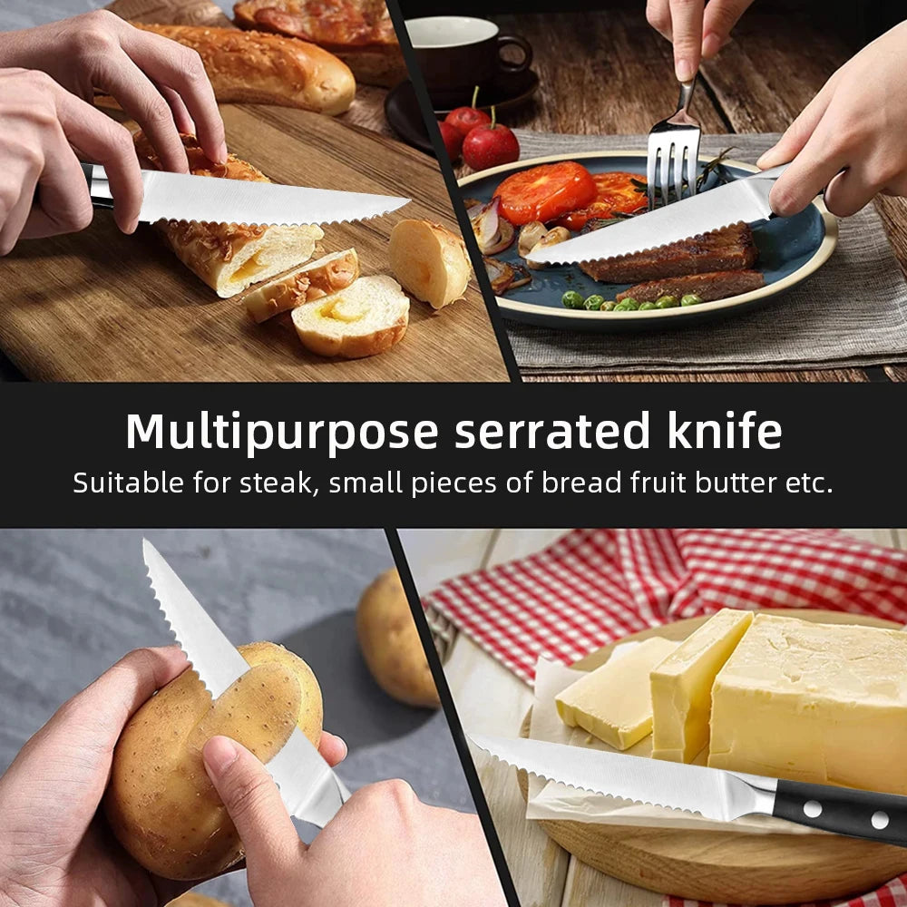 Steak knife set Cutlery 1/3/6 full edge stainless steel sharp serrated table knife Kitchen knife for meat bread kitchen knife
