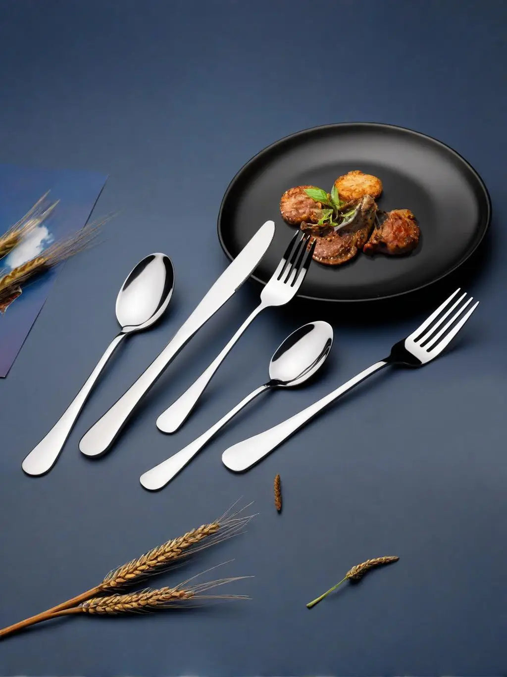 6-person set of 24 pieces, silver glossy cutlery set, exclusively for families and restaurants