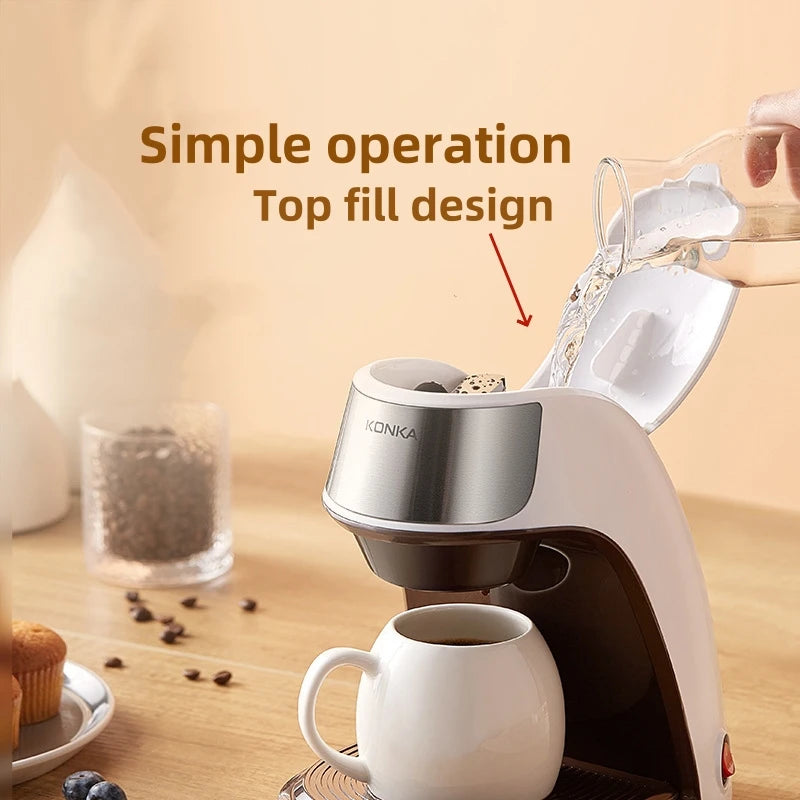 KONKA Drip Coffee Maker - 10-Cup, Auto Shut-Off, Reusable Filter, Compact, Ideal for Home & Office, Brews Fresh Coffee KCF-CS2