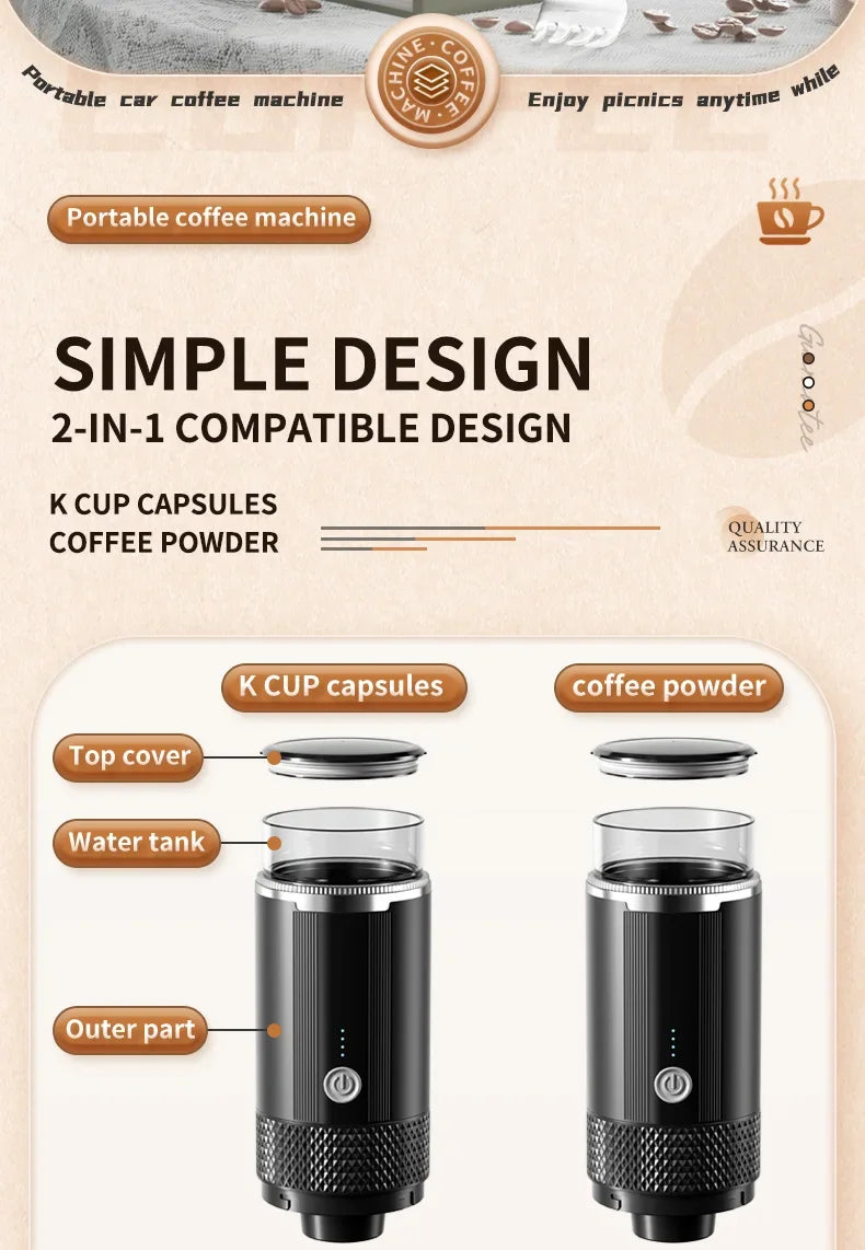 Portable Coffee Machine Maker Electric Capsule Ground Coffee Brewer Fit Powder Suitable Coffee Machine