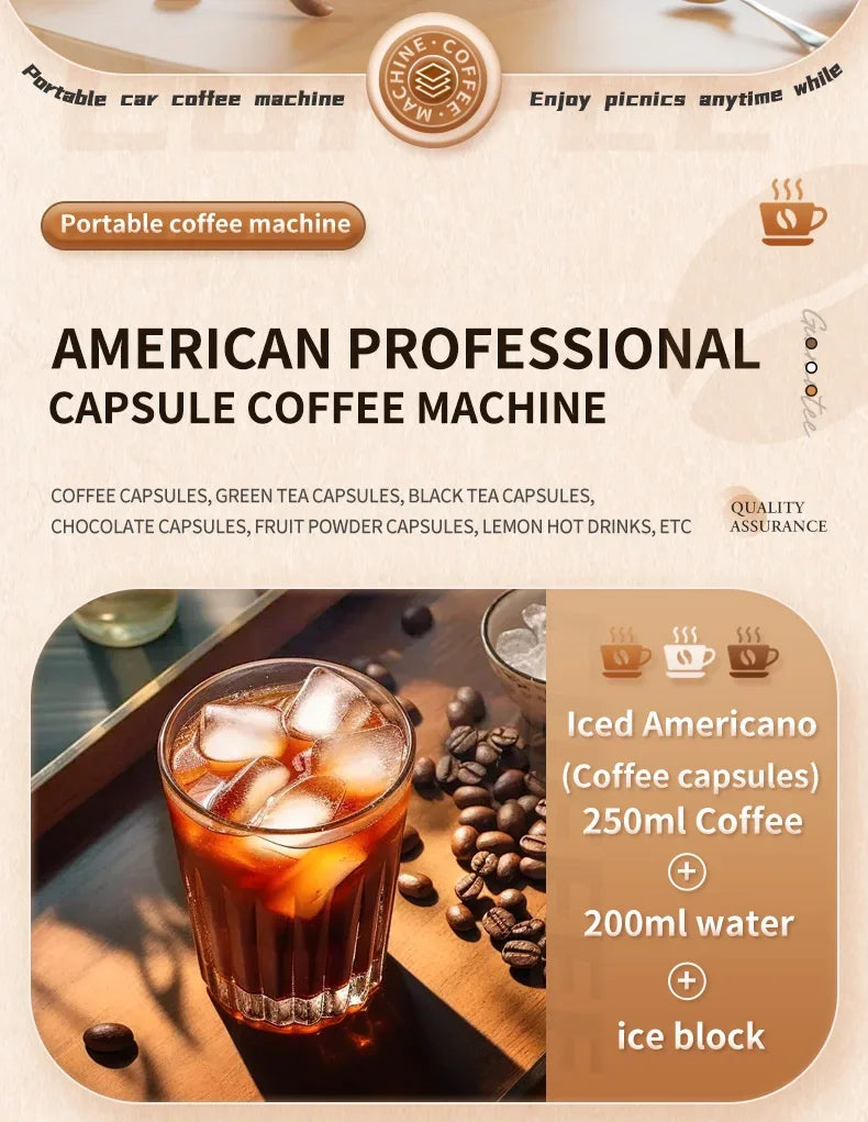 Portable Coffee Machine Maker Electric Capsule Ground Coffee Brewer Fit Powder Suitable Coffee Machine