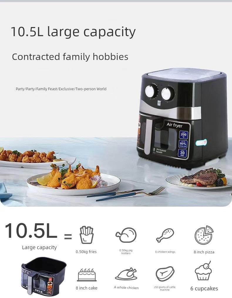 Visual Large Capacity 10.5 L Home Use and Commercial Use Mechanical Touch Screen Air Fryer Multi-Function All-in-One Machine Oven