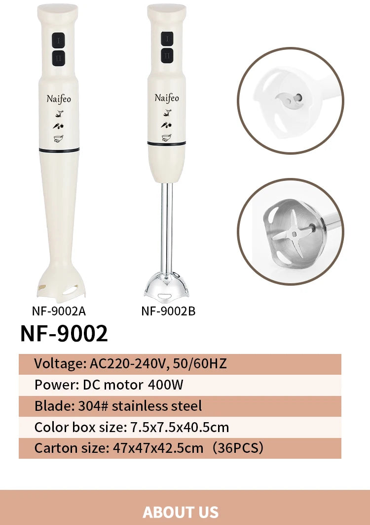 400W Powerful Motor Handheld Blender, Electric Mixer for Kitchen, Portable Blender for Smoothies, Food & Drink Preparation