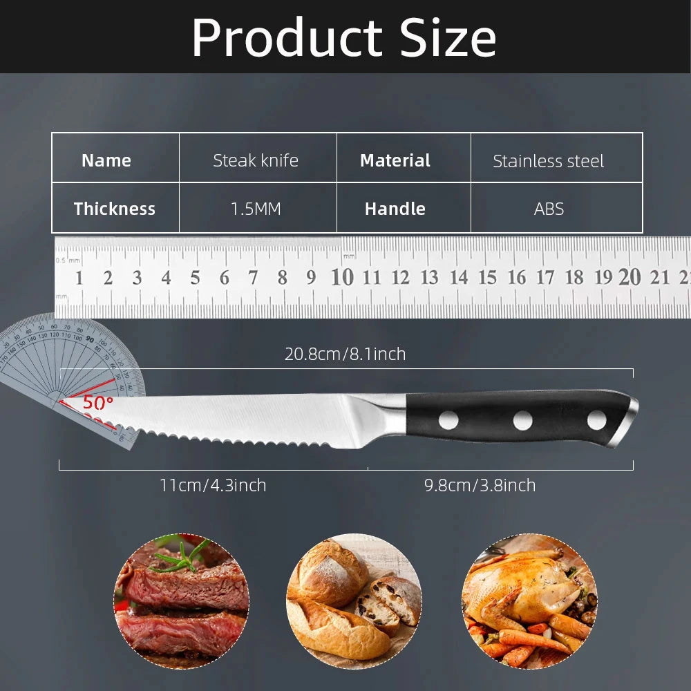 Steak knife set Cutlery 1/3/6 full edge stainless steel sharp serrated table knife Kitchen knife for meat bread kitchen knife