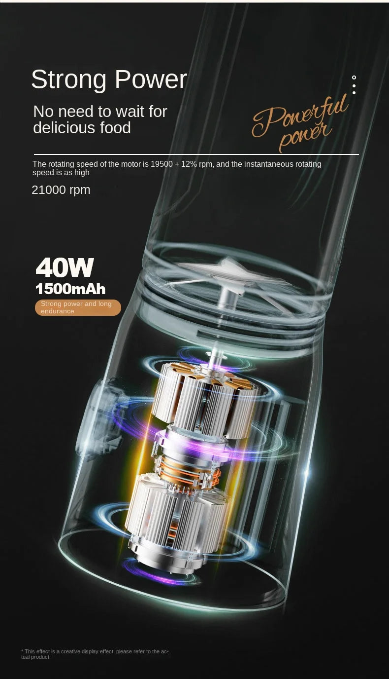 Portable Blender For Kitchen And Home Wireless Electric Fruit Juicer Machine Shakes and Smoothies Personal Travel Blender