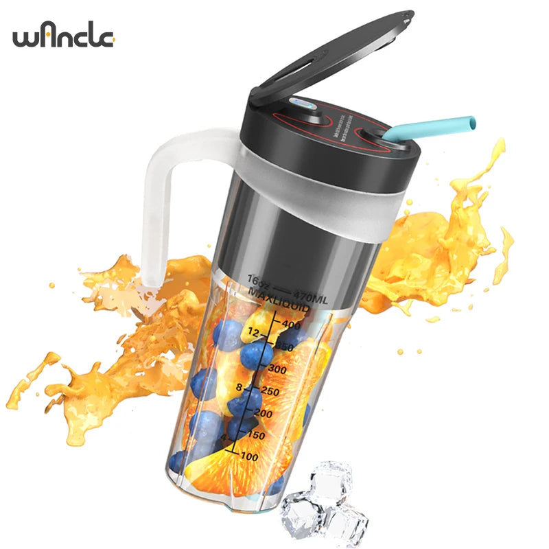Electric Portable Blender USB Rechargeable Portable Juicer Blades for Shakes Smoothies 470ML Multifunctional Fresh juice Machine