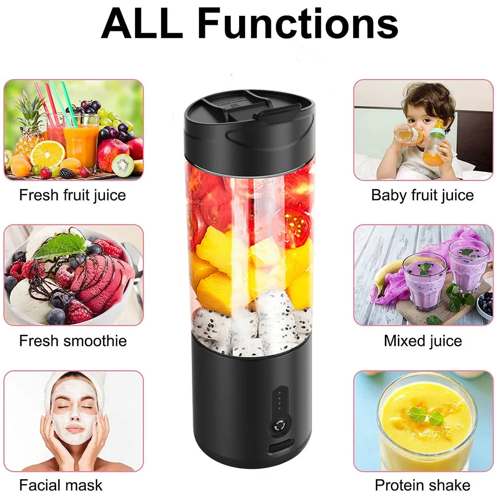 6 Baldes Portable Blender Powerful Personal juicer For Shakes Smoothies Usb Rechargeable Portable Cup Fruit Fresh Juice Mixer