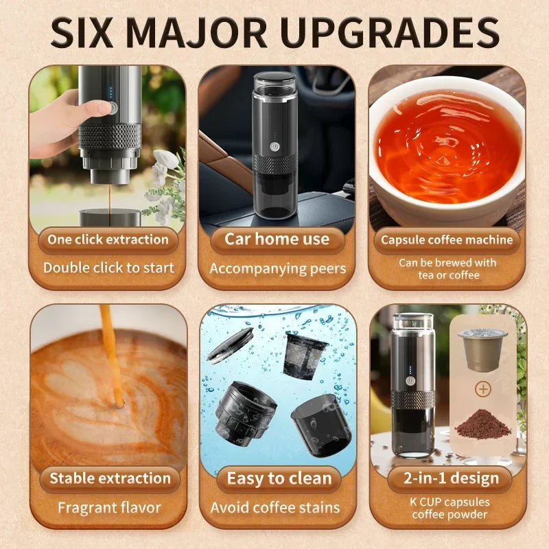 Portable Coffee Machine Maker Electric Capsule Ground Coffee Brewer Fit Powder Suitable Coffee Machine