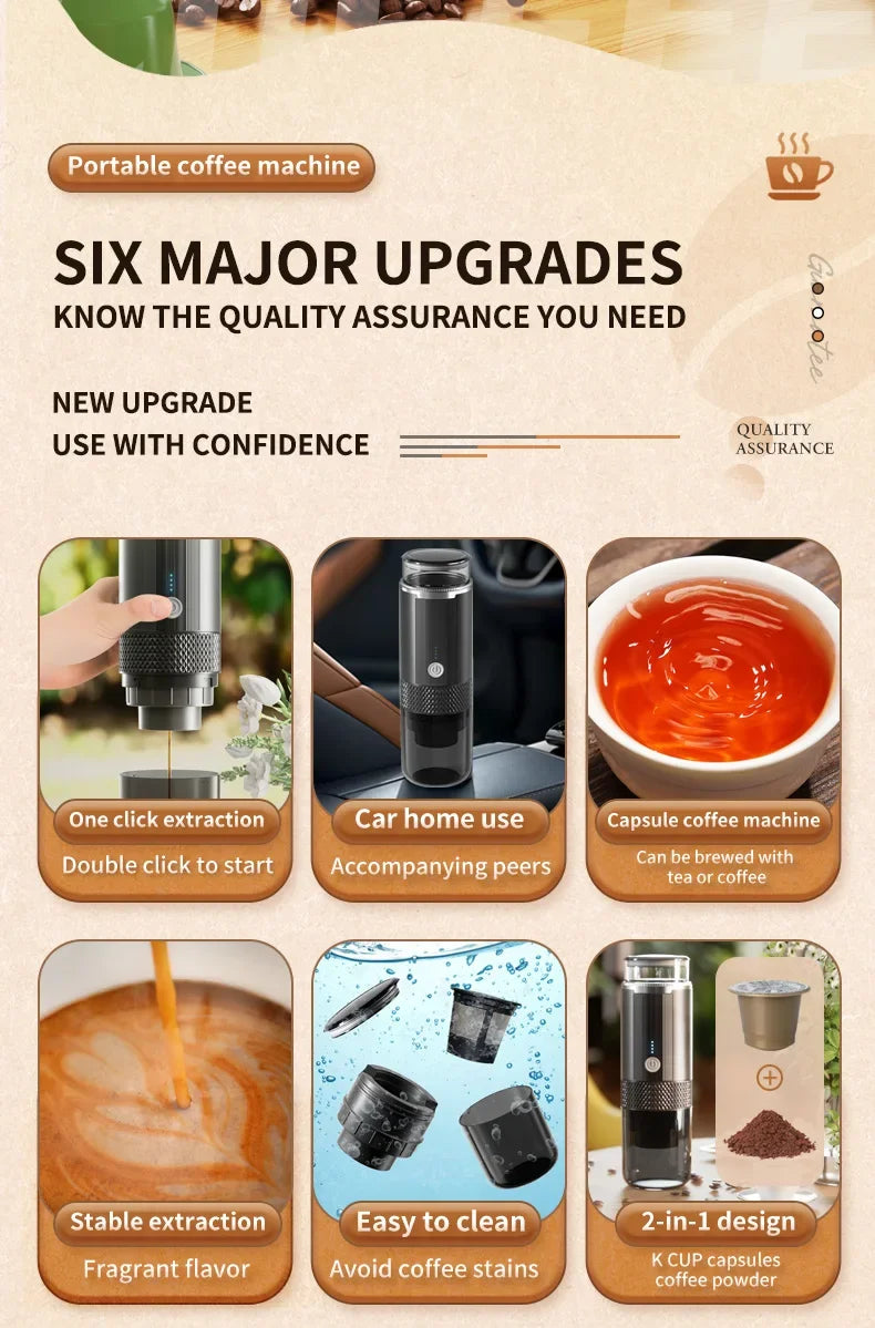 Portable Coffee Machine Maker Electric Capsule Ground Coffee Brewer Fit Powder Suitable Coffee Machine
