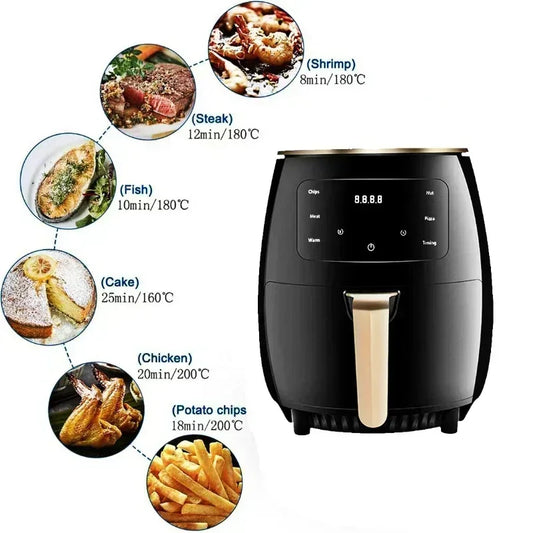 Hot Sale EU/US Standard Multi-Function 6L Large Capacity Auto Air Fryer Household Electric No oil Fume French Fries Fry Machine