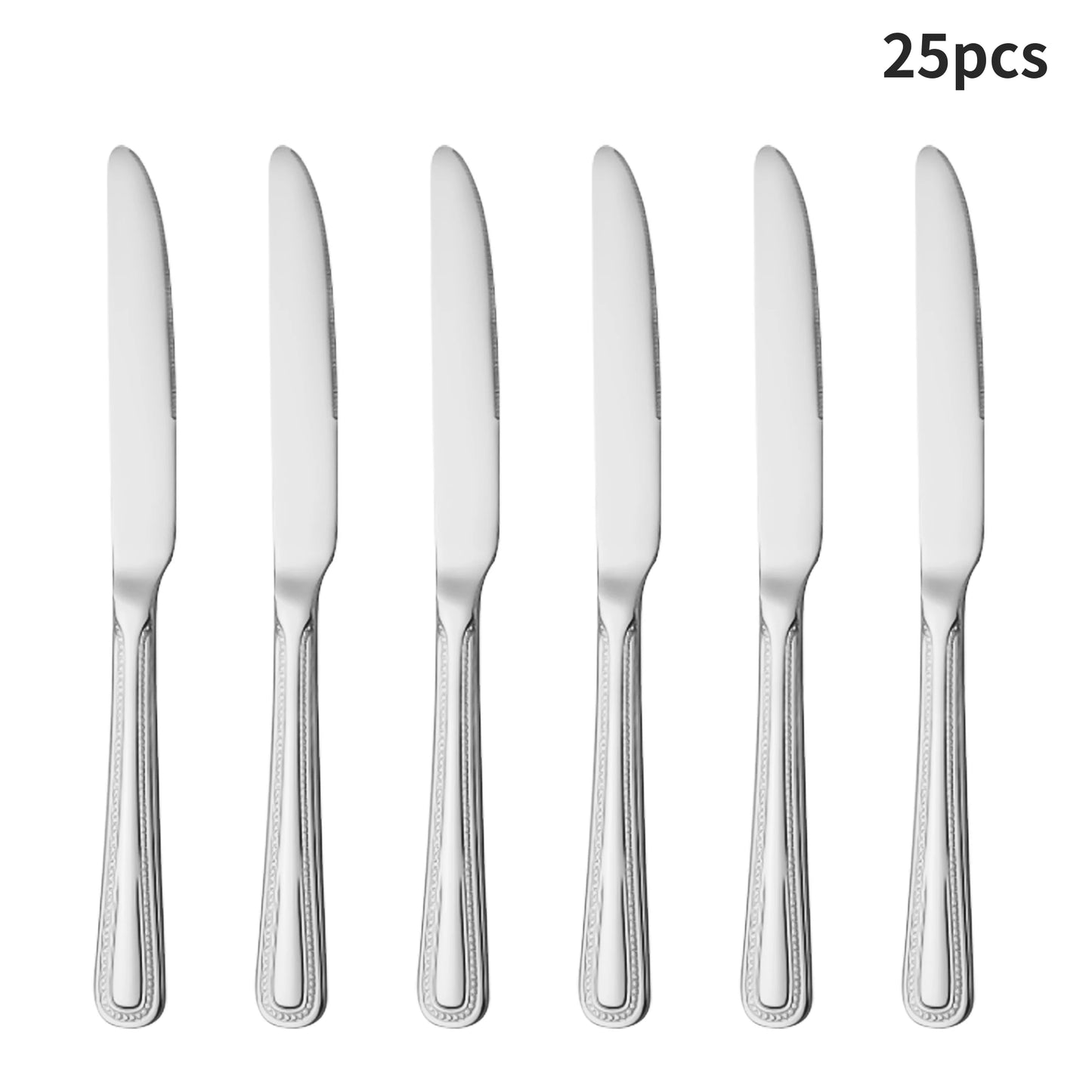 4/6/16/24pcs Stainless steel silver cutlery including steak knife, fork and spoon, family hotel restaurant western cutlery