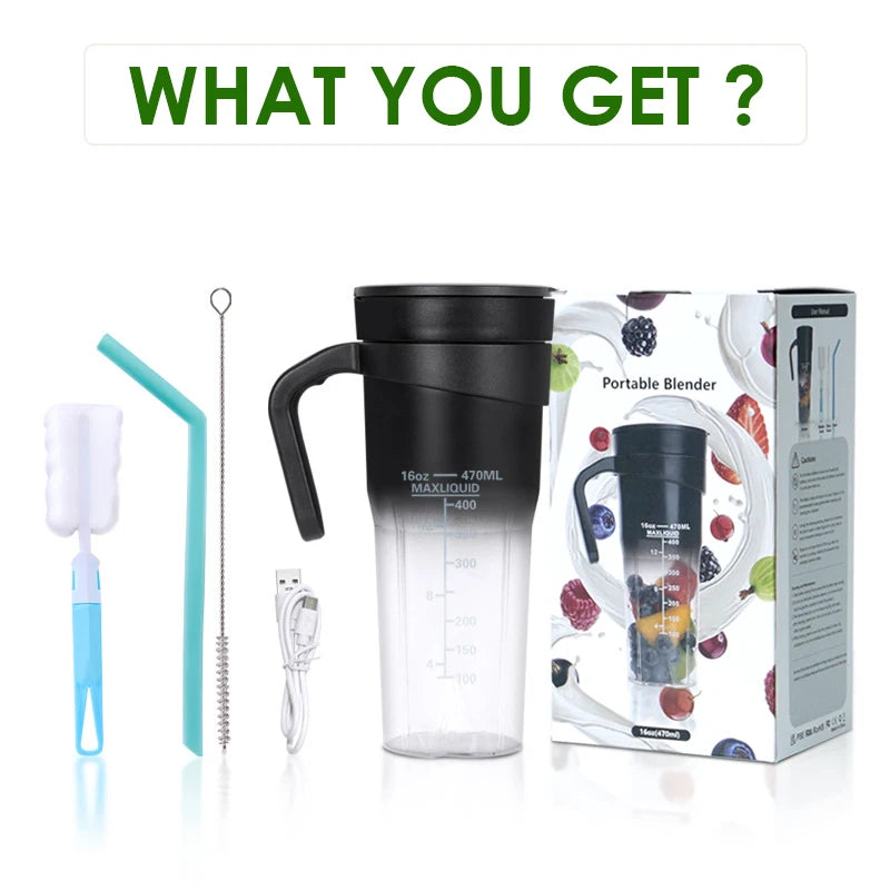 Electric Portable Blender USB Rechargeable Portable Juicer Blades for Shakes Smoothies 470ML Multifunctional Fresh juice Machine