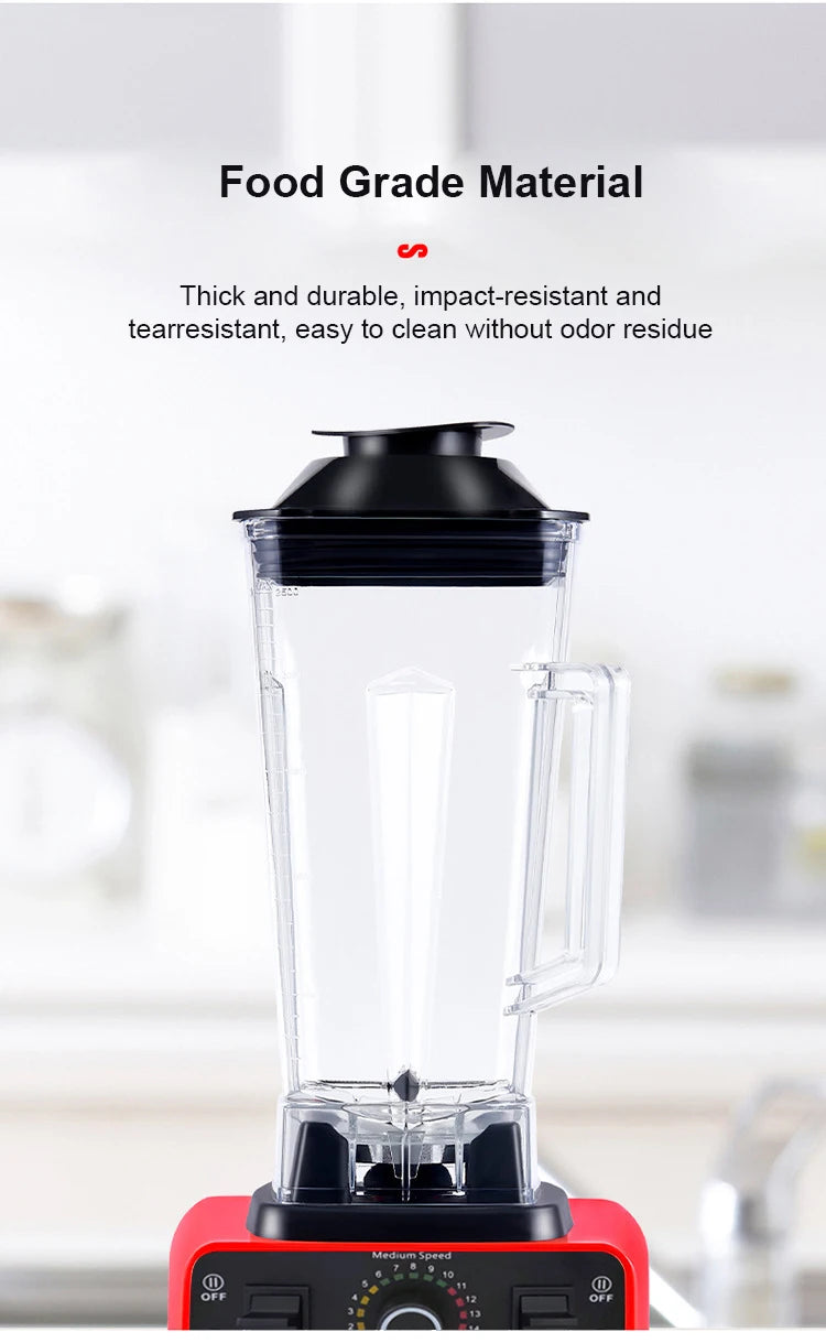 2000W Stationary Blender Heavy Duty Commercial Mixer Ice Smoothies Appliances for Kitchen Professional High Power Food Processor