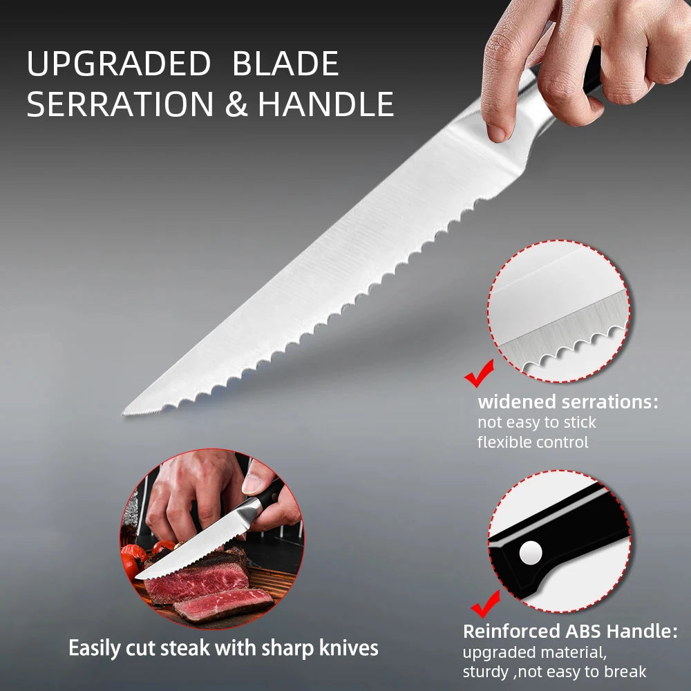 Steak knife set Cutlery 1/3/6 full edge stainless steel sharp serrated table knife Kitchen knife for meat bread kitchen knife