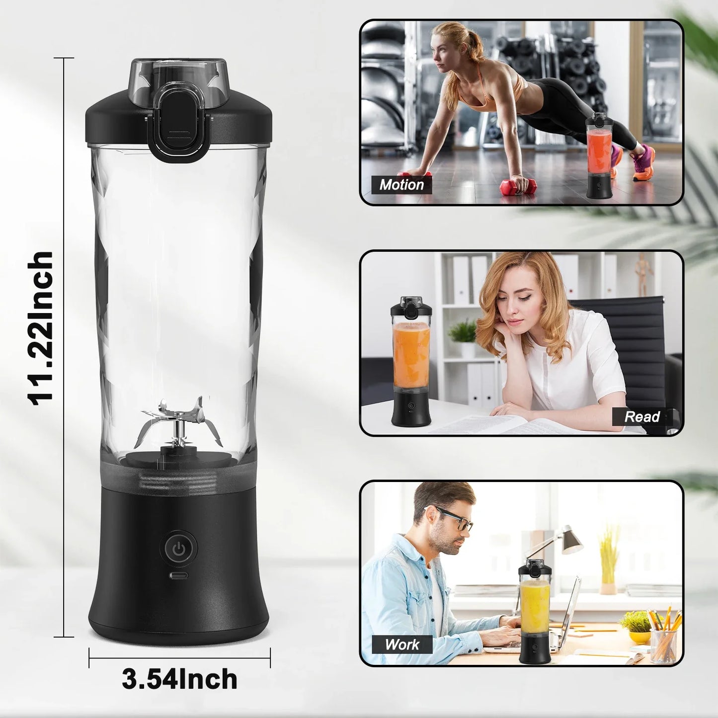 Portable Blender Personal Juicer - Kitchen 20oz USB Rechargeable 4000mAh Large Battery With 6 Blades for Smoothies Shakes Baby