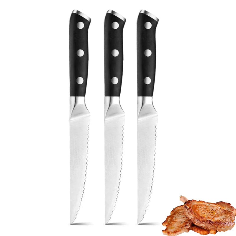 Steak knife set Cutlery 1/3/6 full edge stainless steel sharp serrated table knife Kitchen knife for meat bread kitchen knife
