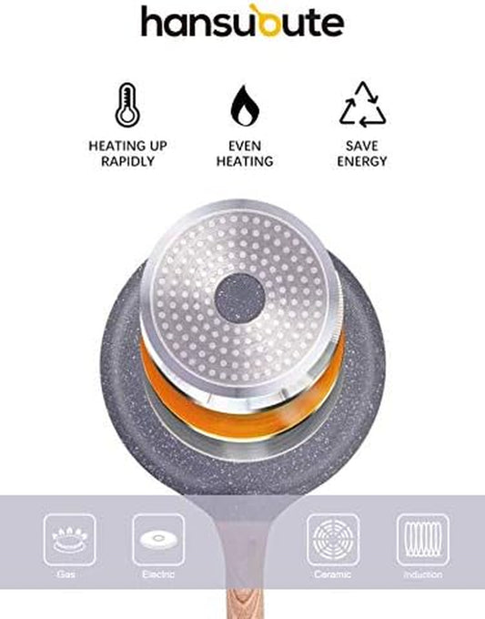 Induction Nonstick Frying Pan,Light Weight Skillet,Healthy Non Toxic Omelet Pan,All Stoves Compatible Egg Pan (Grey, 8Inch)