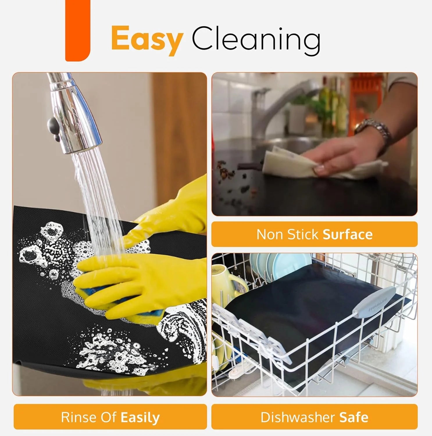 Large Thick Heavy Duty 3 Pack Non Stick Teflon Oven Liners Mat, 17"X 25", for Bottom of Electric Oven Gas Oven Microwave Charcoal or Gas Grills