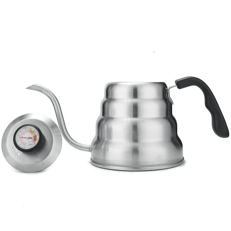 Coffee Kettle1L/1.2L Stainless Steel Pour over Coffee Pot Kettle Drip Kettle with Thermometer for Home Office Cafetera