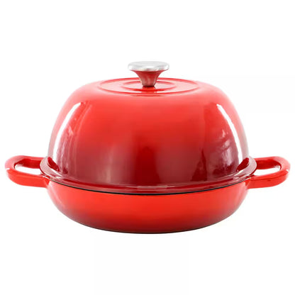 6 Qt. Enameled Cast Iron Bread Pot in Red with Baking Mat