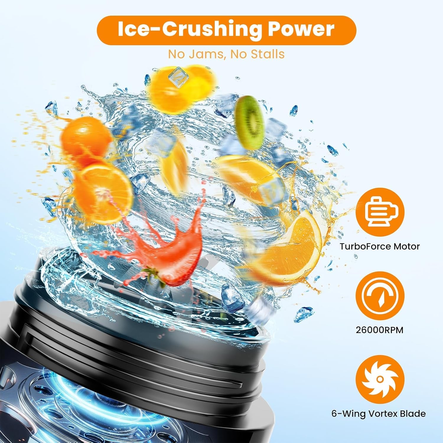 Personal Size Portable Blender for Shakes & Smoothies, 16Oz Mini Small Smoothie Blender with on Go Lid & Sip Lid, 26000RPM Rechargeable Cordless Electric Blender for Travel Gym Office