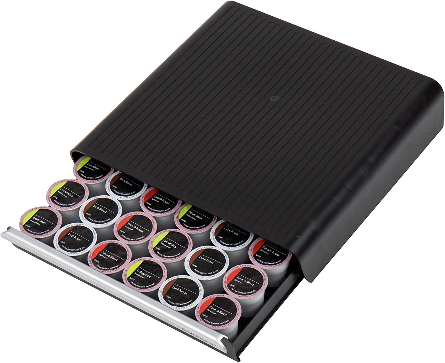Single Serve Coffee Pod Drawer for 36 Pods, Countertop Organizer, Coffee Station Base, Black