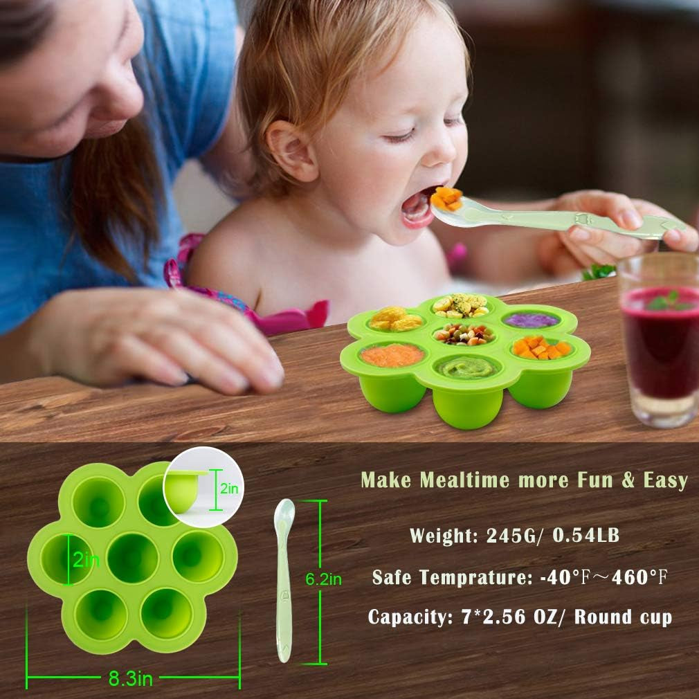 Silicone Egg Bites Molds and Steamer Rack Trivet with Heat Resistant Handles Fit Instant Pot Accessories, 7Pcs Set for 6Qt & 8Qt Electric Pressure Cooker with 2 Spoons and Silicone Spatula