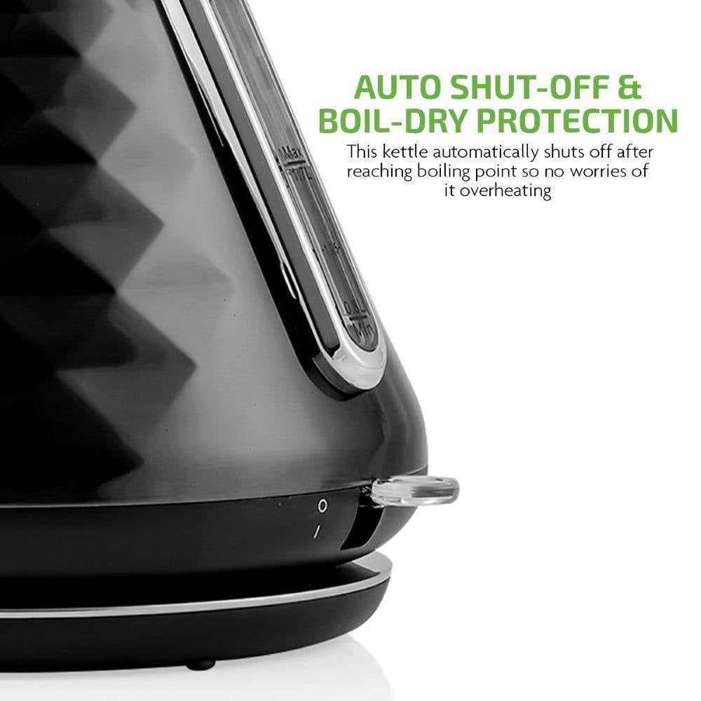 Cleo Collection 7.1-Cup Black Electric Kettle with Boil-Dry Protection and Auto Shut-Off
