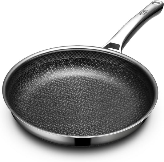 Non Stick Frying Pans 12 Inch, Hybrid Frying Skillets Nonstick,Non Stick Stainless Steel Braiser Pans, Dishwasher and Oven-Safe Chef Pan, Induction Compatible Cooking Pan, PFOA Free