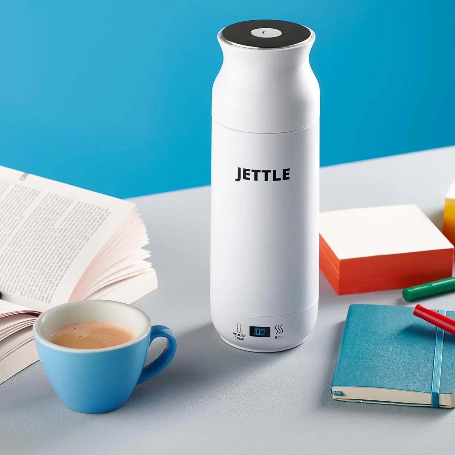Travel Electric Kettle 450Ml - Portable Bottle-Style Water Heater with Temperature Control & Auto Shut-Off - Stainless Steel for Tea, Coffee & Soup - White