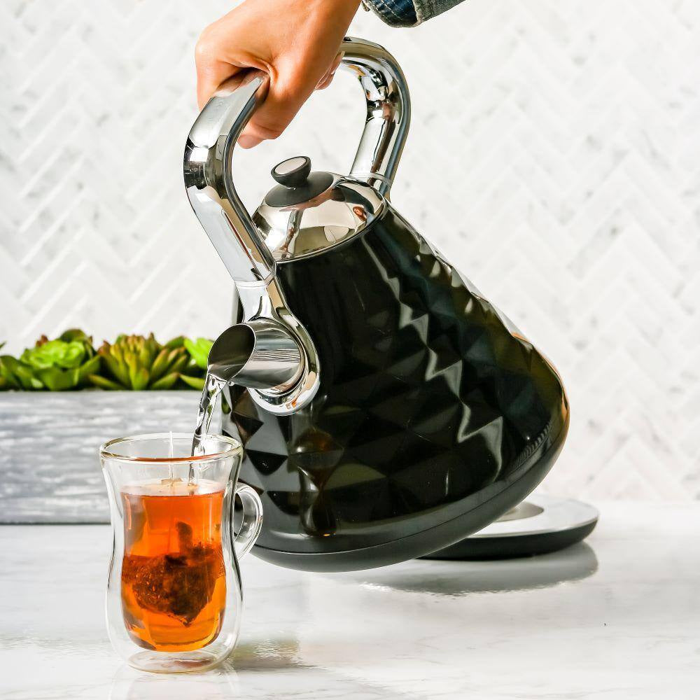 Cleo Collection 7.1-Cup Black Electric Kettle with Boil-Dry Protection and Auto Shut-Off