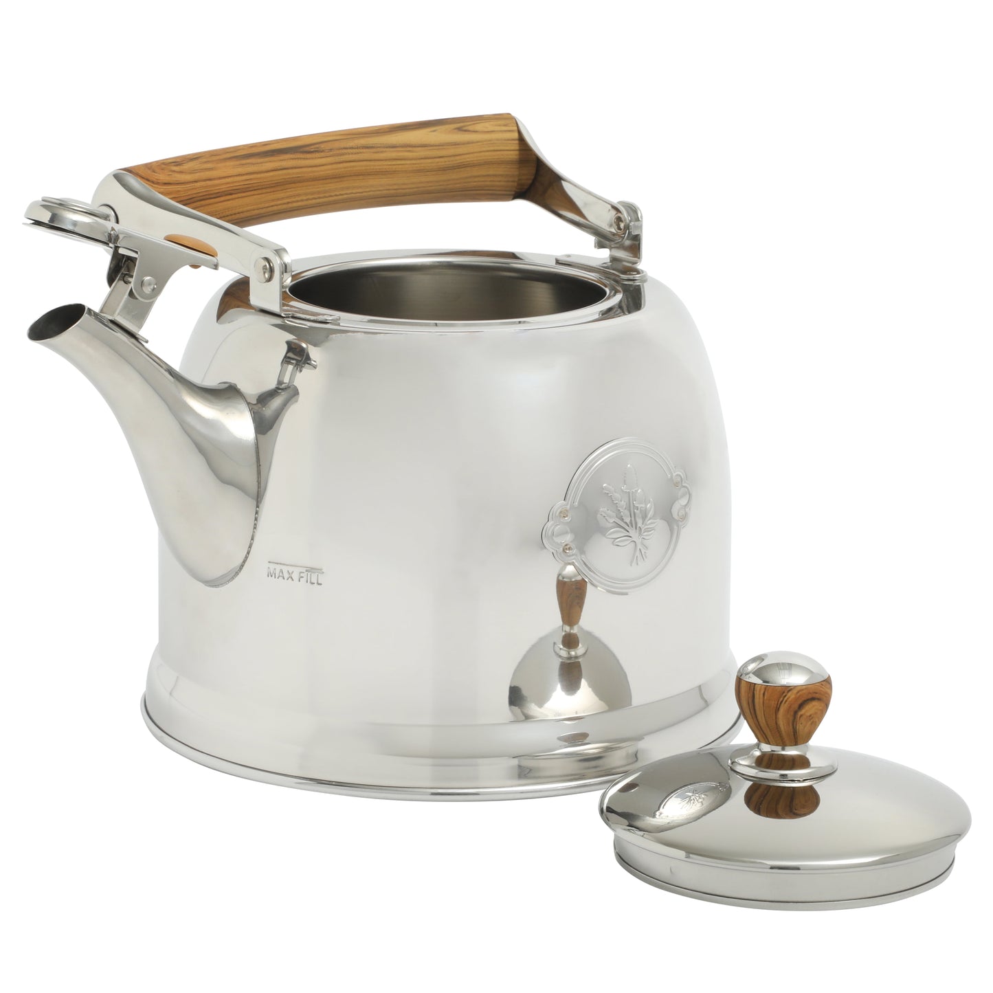 1.8 Qt Stainless Steel Stovetop Whistling Tea Kettle Pot with Folding Handle, Silver