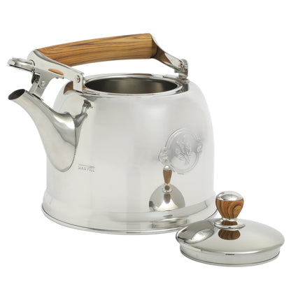 1.8 Qt Stainless Steel Stovetop Whistling Tea Kettle Pot with Folding Handle, Silver