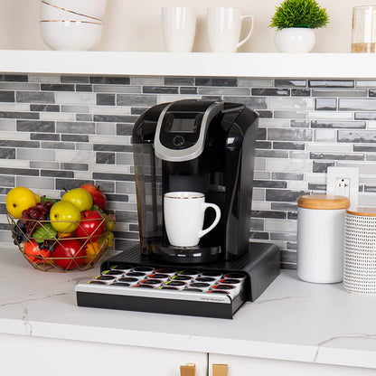 Single Serve Coffee Pod Drawer for 36 Pods, Countertop Organizer, Coffee Station Base, Black