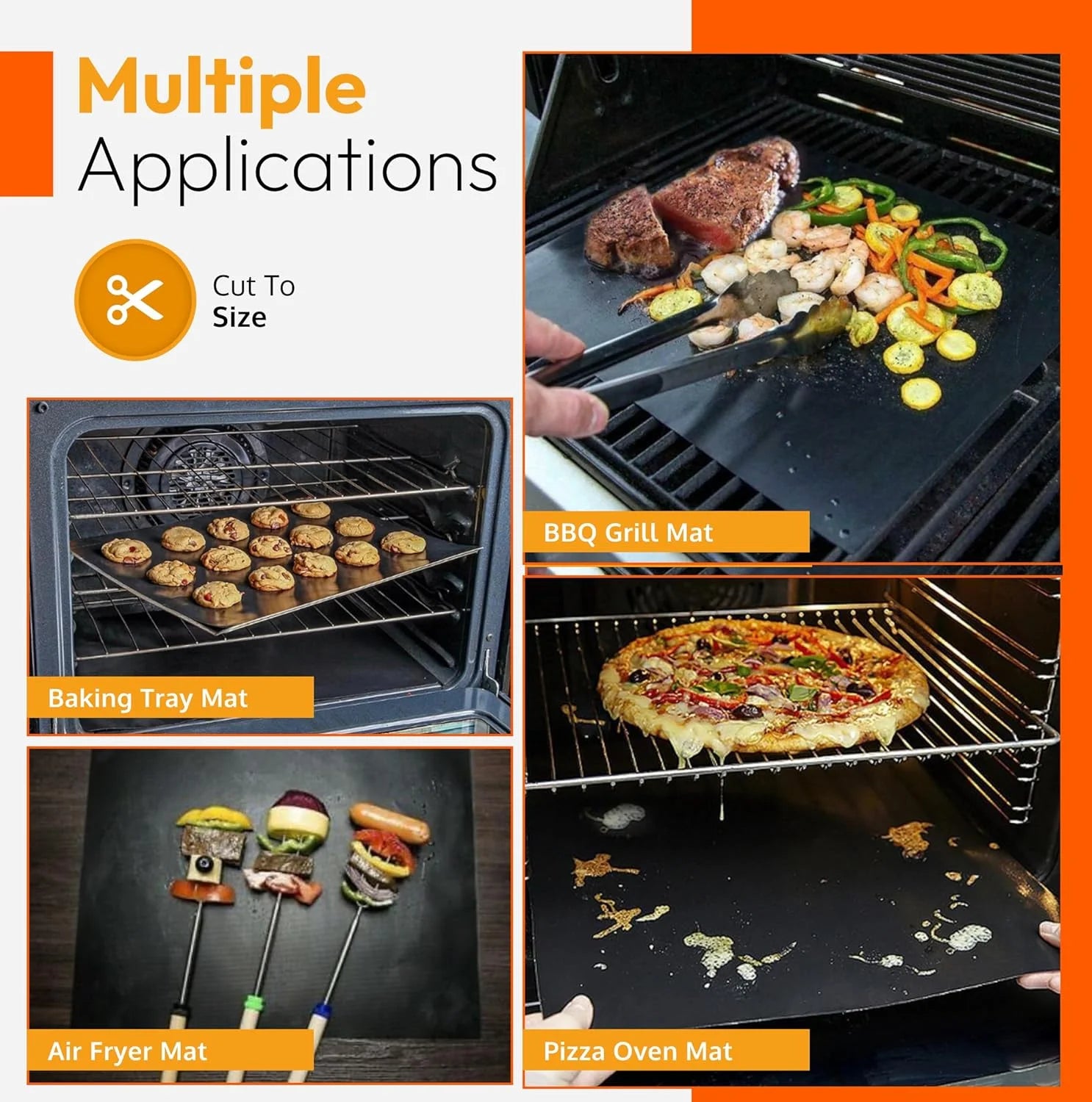 Large Thick Heavy Duty 3 Pack Non Stick Teflon Oven Liners Mat, 17"X 25", for Bottom of Electric Oven Gas Oven Microwave Charcoal or Gas Grills