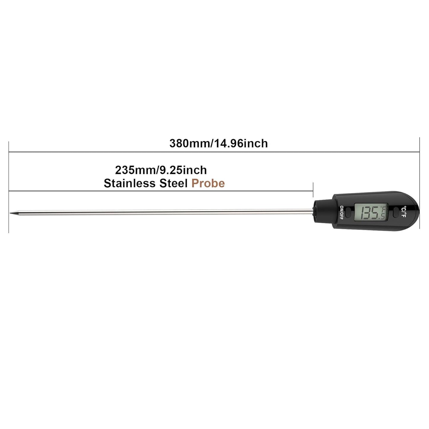 Digital Candy Thermometer Spatula Thermometer Meat Thermometer with Pot Clip & 9" Probe – Fast Instant Read Digital Food Thermometer for Candy Chocolate Jam Meat, BPA Free Silicon Frying