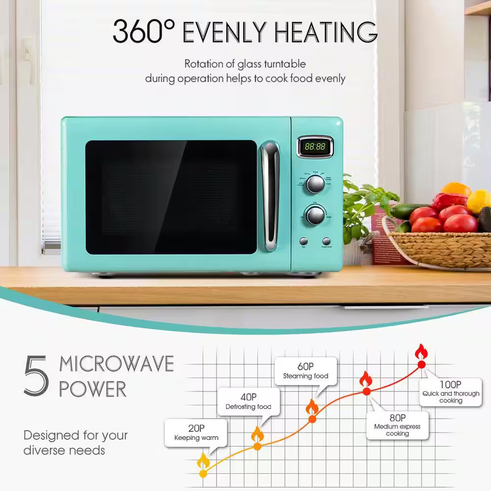 Multifunction 26 Qt. Green Air Fryer Toaster Oven Retro Countertop Compact Microwave Oven