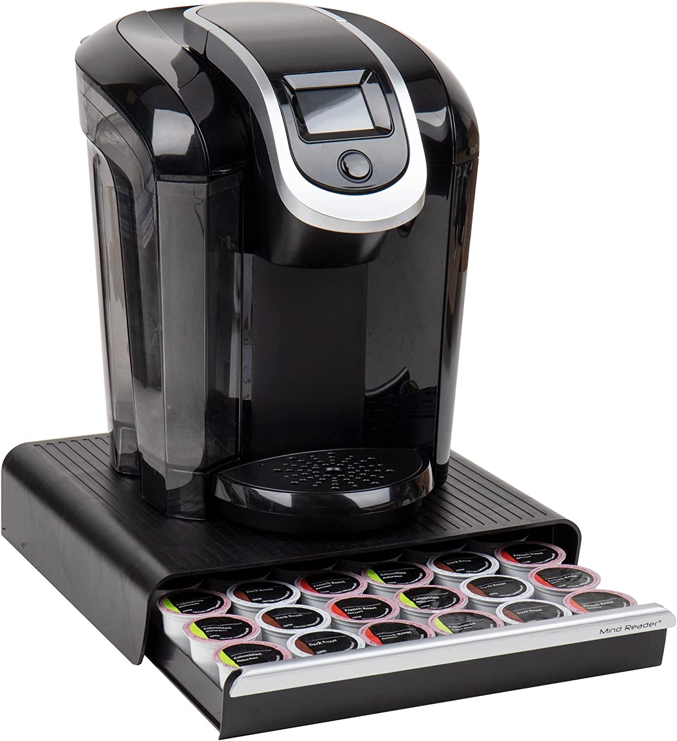 Single Serve Coffee Pod Drawer for 36 Pods, Countertop Organizer, Coffee Station Base, Black