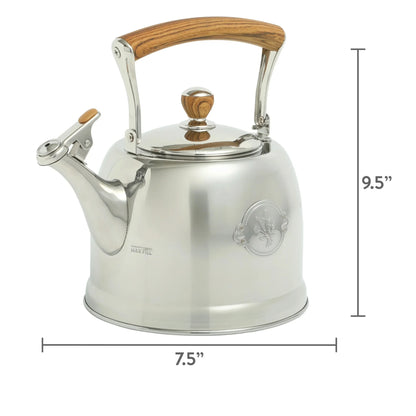 1.8 Qt Stainless Steel Stovetop Whistling Tea Kettle Pot with Folding Handle, Silver