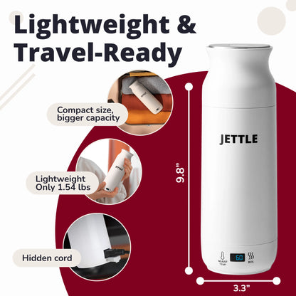 Travel Electric Kettle 450Ml - Portable Bottle-Style Water Heater with Temperature Control & Auto Shut-Off - Stainless Steel for Tea, Coffee & Soup - White