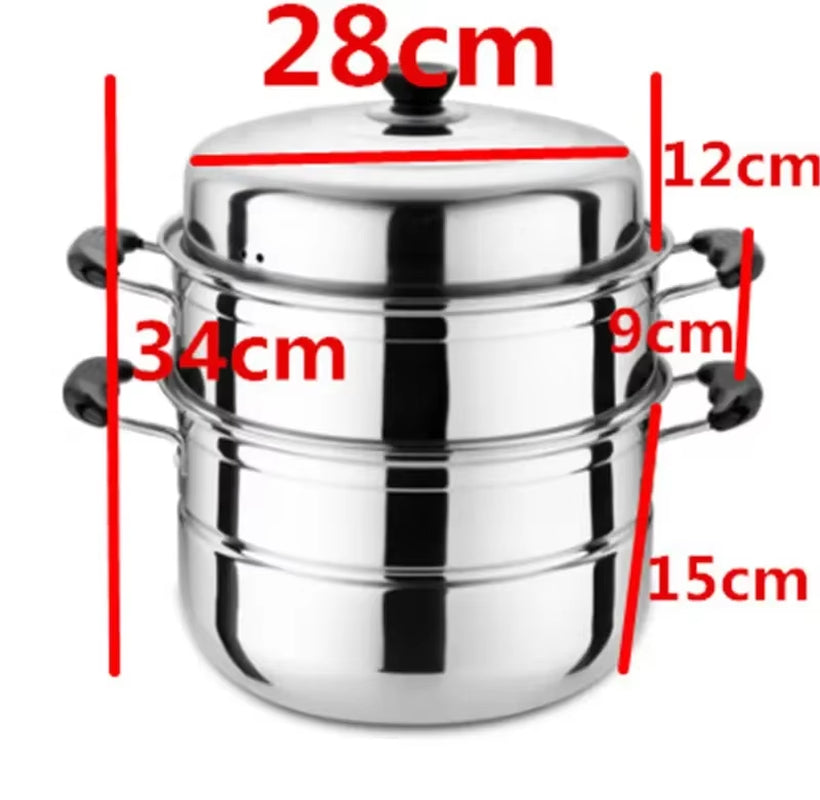 CAKEHOUD Multifunctional Large-Capacity Cooking Pot for Household Stainless Steel Two-Layer and Three-Layer Thick Steam Soup Pot