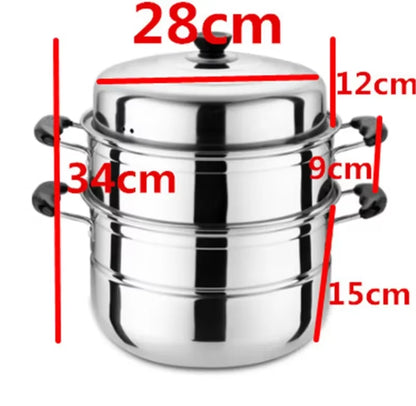 CAKEHOUD Multifunctional Large-Capacity Cooking Pot for Household Stainless Steel Two-Layer and Three-Layer Thick Steam Soup Pot