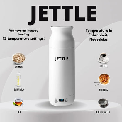 Travel Electric Kettle 450Ml - Portable Bottle-Style Water Heater with Temperature Control & Auto Shut-Off - Stainless Steel for Tea, Coffee & Soup - White