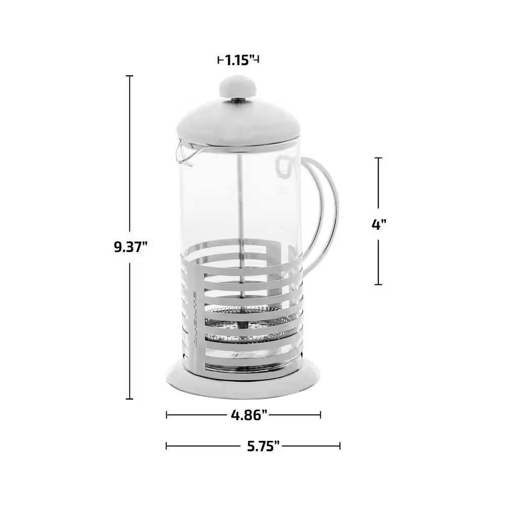 4.5 Cup Stainless Steel French Press Cafetiere Coffee and Tea Maker with 4-Level Mesh Filter