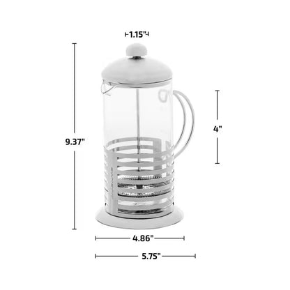 4.5 Cup Stainless Steel French Press Cafetiere Coffee and Tea Maker with 4-Level Mesh Filter