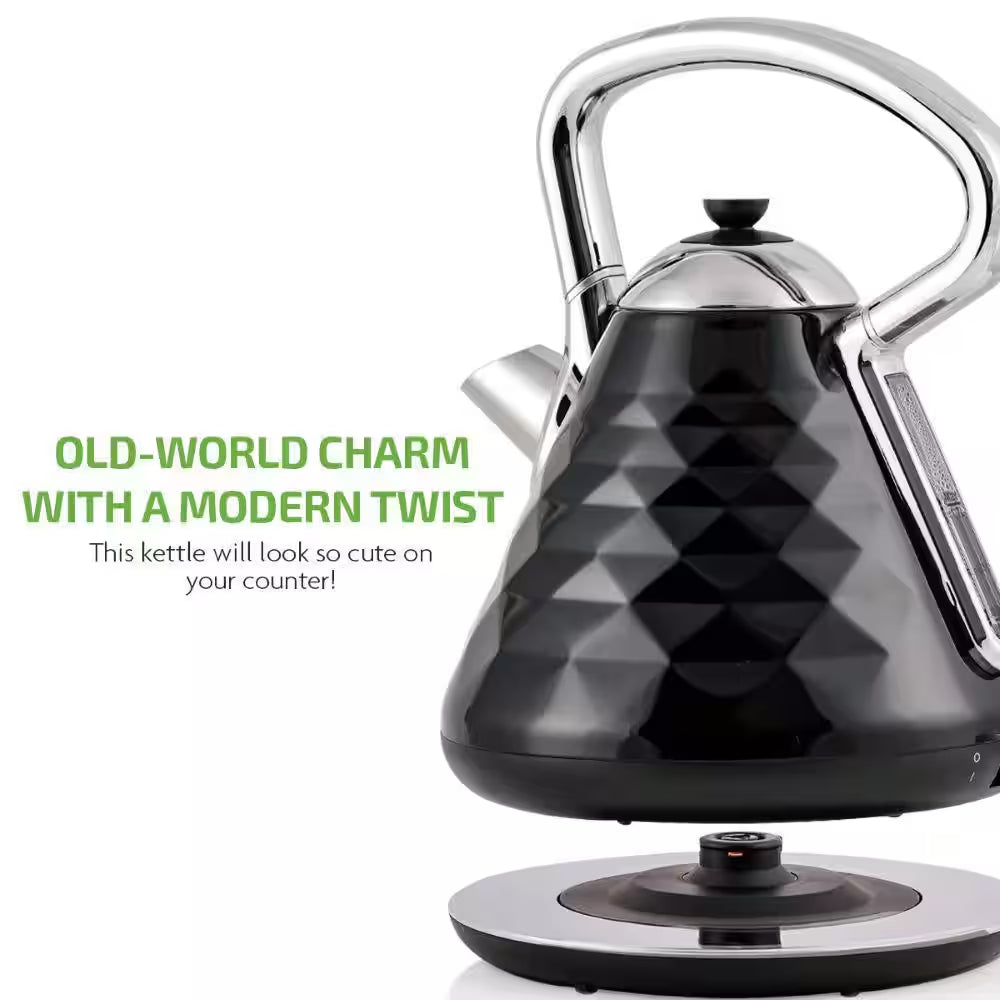 Cleo Collection 7.1-Cup Black Electric Kettle with Boil-Dry Protection and Auto Shut-Off