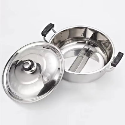 Stainless Steel Soup Pot Thickened Hot Pot High Ear Furnace Mandarin Duck Double Lattice Hot 20CM to 32CM Hot Pot Cooker